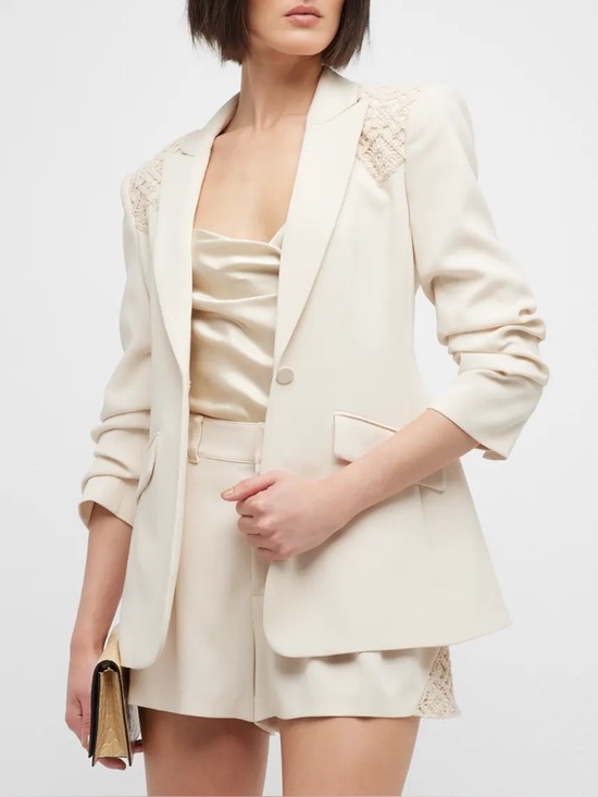 cinq a sept Jackets & Blazers - Cinq A Sept Crochet Lace Cheyenne Blazer Ivory Cream Neutral Quiet Luxury Spring